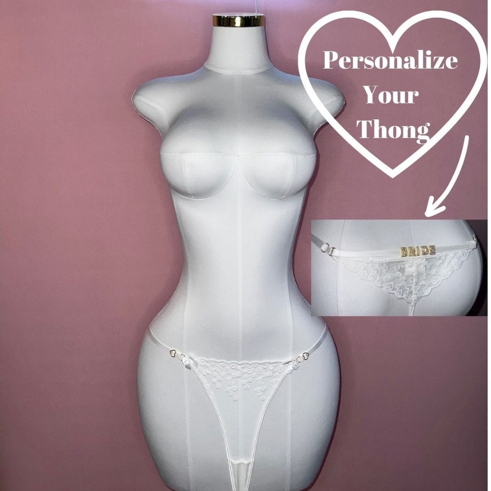 White Heart Custom Thong - Personalized G-string - Lingerie - Custom Panty